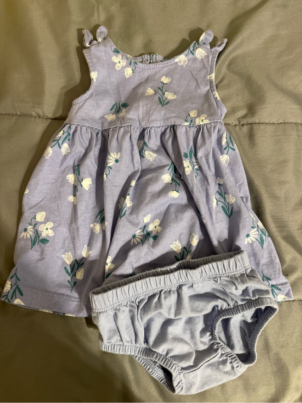 Carter's Lavender Floral Dress with Matching Bloomers - Lavender, Cream, Green